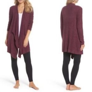 Barefoot Dreams Mulberry Bamboo Chic Lite Open Knit Waterfall Calypso Cardigan